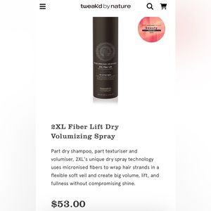 BNSEALED 2XL Fiber Lift Dry Volumizing Spray by Tweak’d retail 52.00